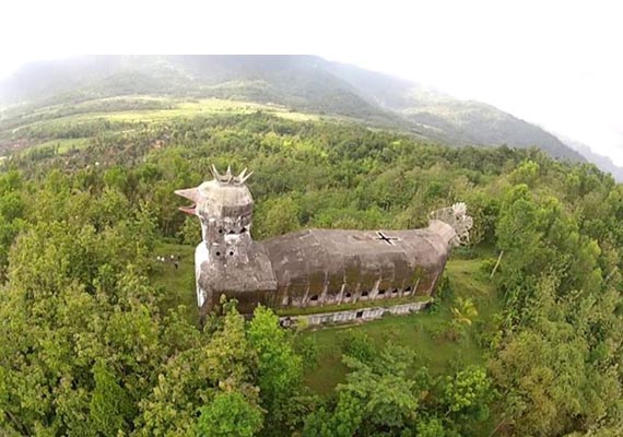 Mysterious abandoned "chicken church" built in the indonesian jungle